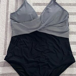 Striped Black One Piece Swimsuit